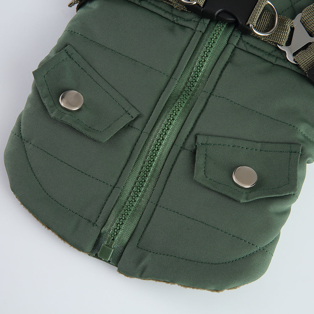 Harness Dog Winter Coat - Warm Soft Jacket for Small Medium Large Dogs - Cold Weather Outdoor Pet Coat