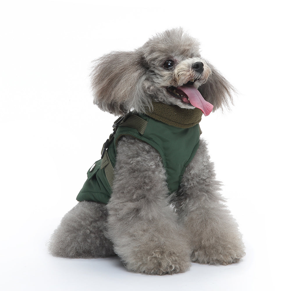 Harness Dog Jacket Warm Winter Coat with Adjustable Strap Waterproof Apparel for Small Medium Large Dogs