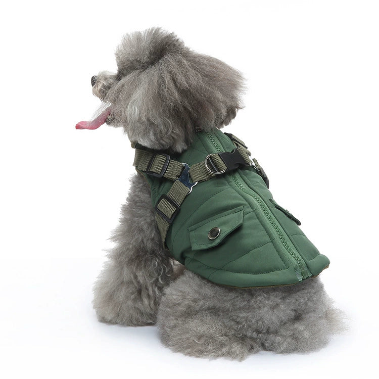 Harness Dog Winter Coat - Warm Soft Jacket for Small Medium Large Dogs - Cold Weather Outdoor Pet Coat