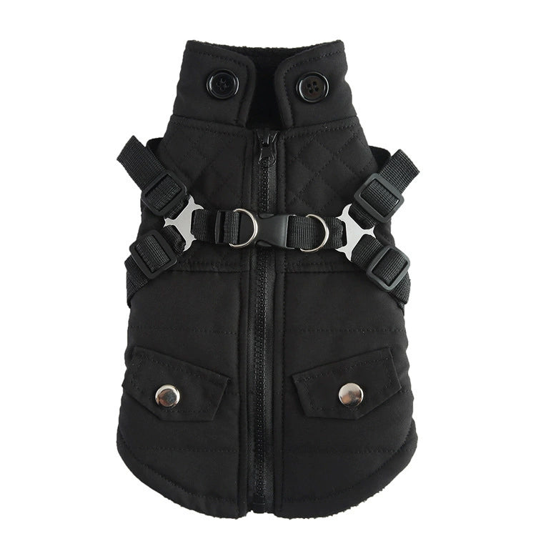 Harness Dog Winter Coat - Warm Soft Jacket for Small Medium Large Dogs - Cold Weather Outdoor Pet Coat