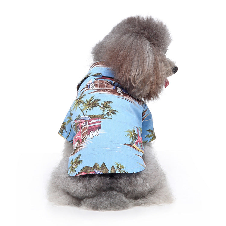 Hawaiian Print Dog Shirt Tropical Beach Pet Button - Up for Small Dogs