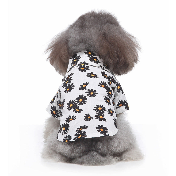 Hawaiian Print Dog Shirt Tropical Beach Pet Button - Up for Small Dogs