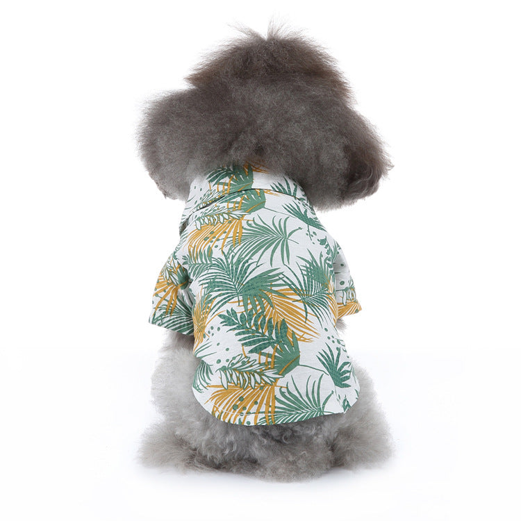Hawaiian Print Dog Shirt Tropical Beach Pet Button - Up for Small Dogs