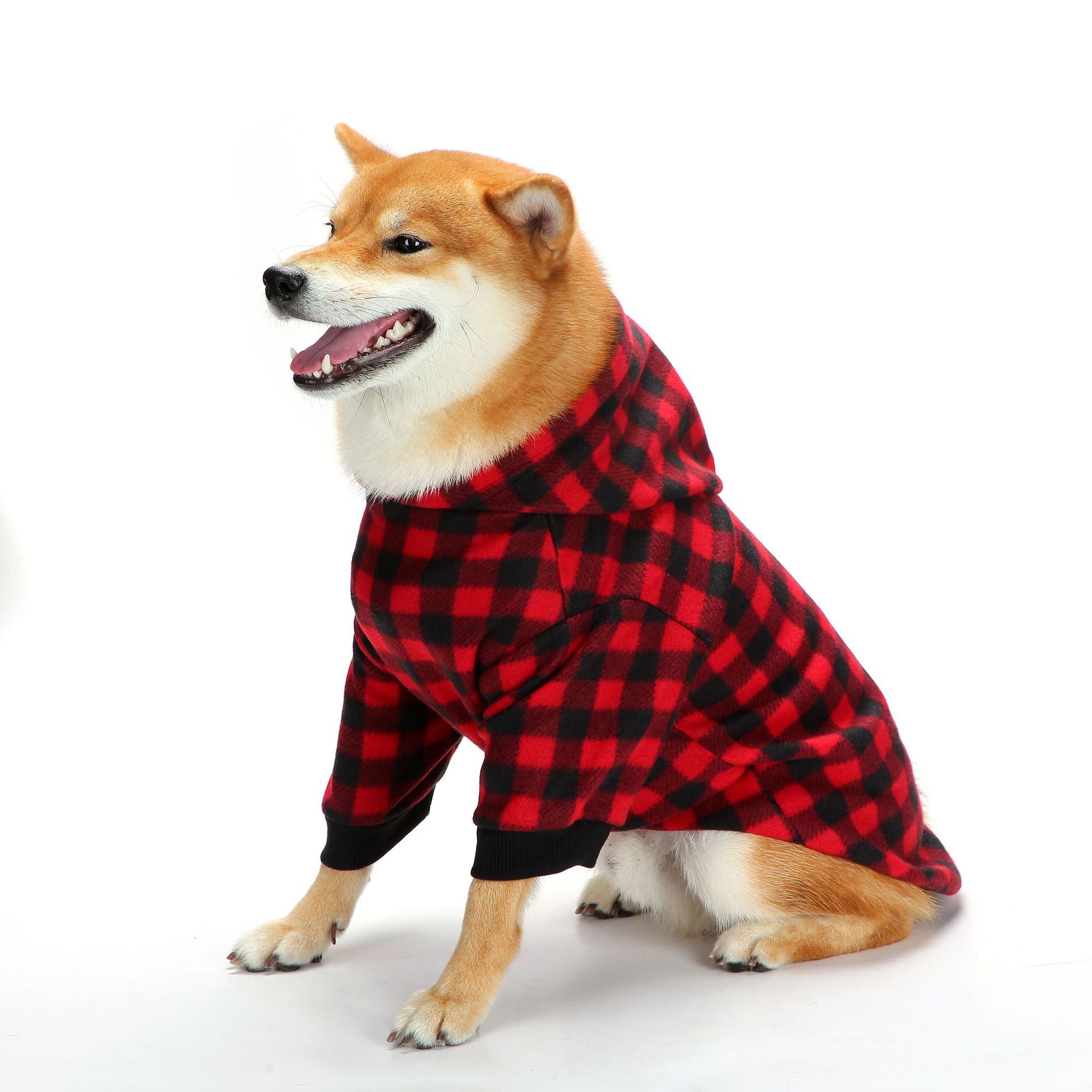 Plaid Dog Hoodie Set Checkered Fleece Pet Sweatshirts