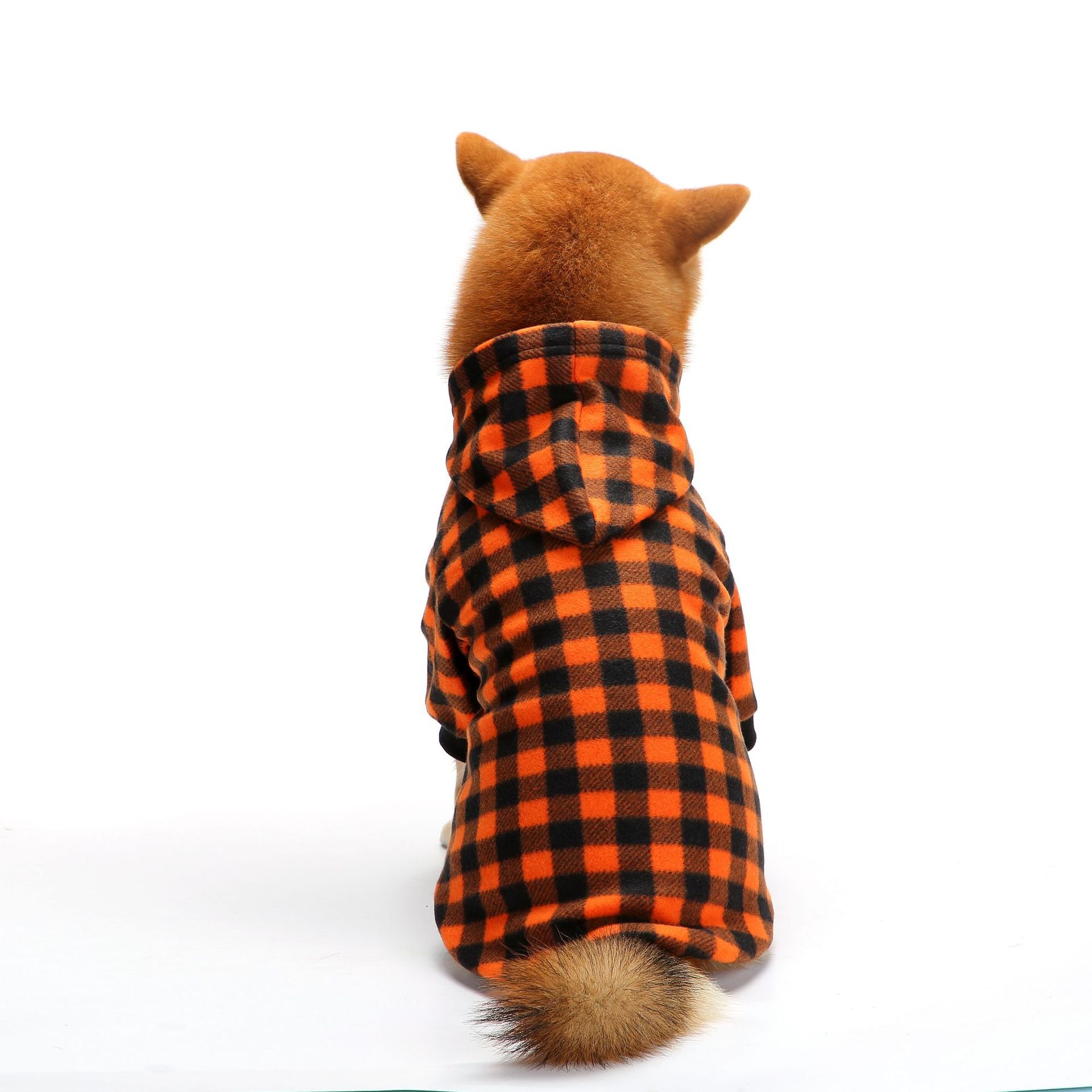 Plaid Dog Hoodie Set Checkered Fleece Pet Sweatshirts